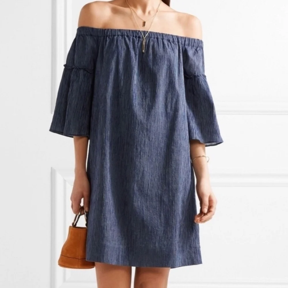 Madewell Off the Shoulder Bell Sleeve Dress - Picture 1 of 13